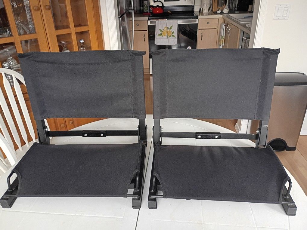 Set of 2 Black Folding Stadium Chairs