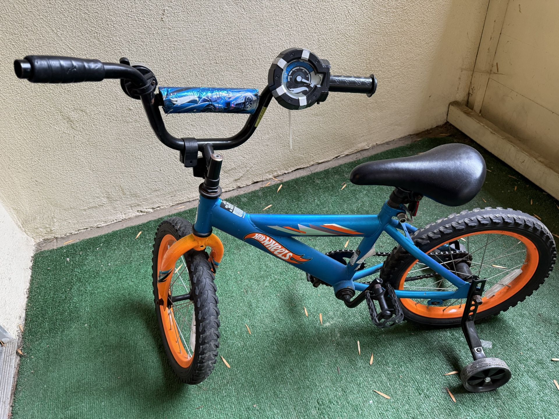 16-Inch Kids Bike + Helmet & Pads – Used, Works Well