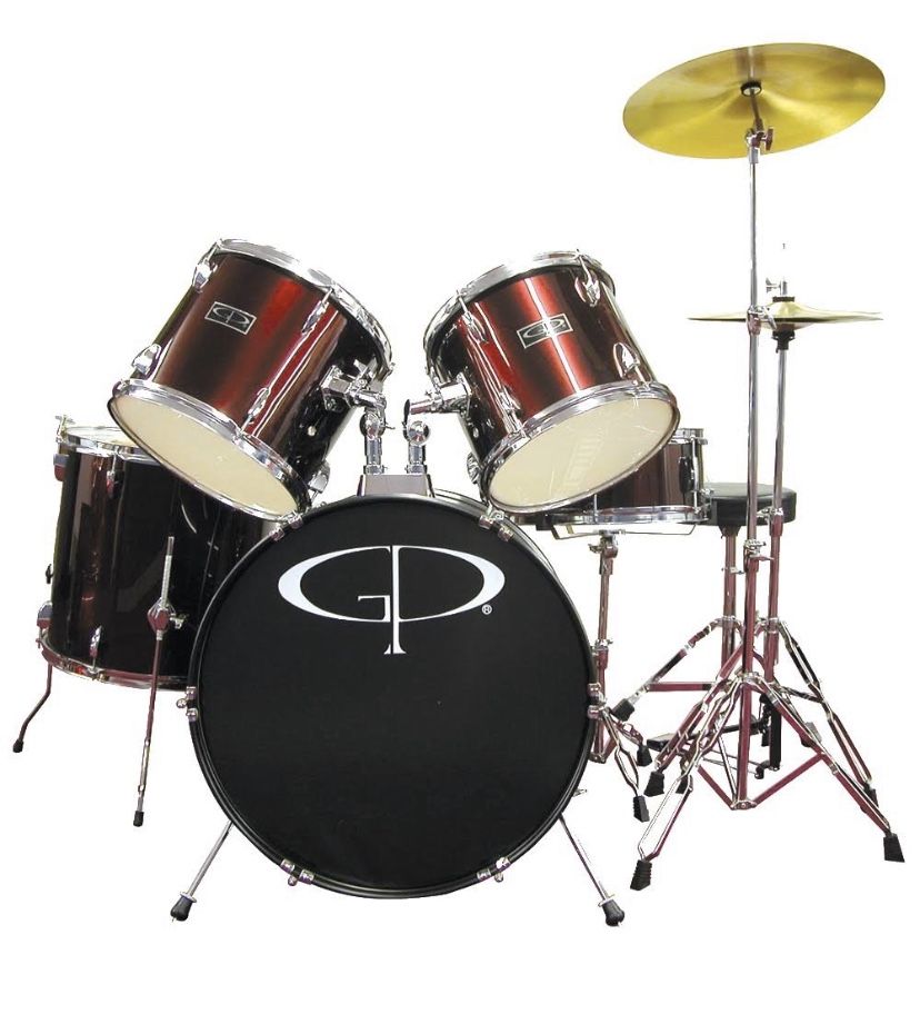 GP Percussion 5 Piece Drum Set (RED)