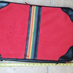 Vintage Peters Bag Corp Small Red Rainbow Suitcase Canvas Luggage Bag Briefcase 