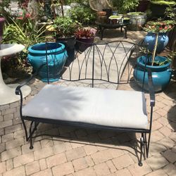 45” Vintage Wrought Iron Mesh Glider: 45”W x 28”D x 34.5”H, Seat: 41”W x 23”D