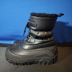 Members Choice Kids New Black Winter Boots With Rubber Trim (Size 2)