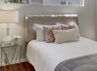 Queen Headboard Modern Light Grey Upholstered