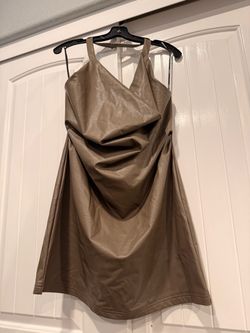 Taupe Faux Leather Mini Dress