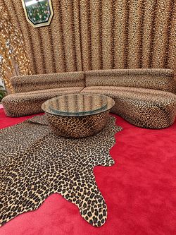 Leopard Print Sectional Sofa Set with Coffee Table