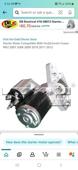 Starter Motor Compatible With Ford/Lincoln Fusion MKZ 2007 
￼



