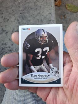 Vintage 1990 Fleer Football Eddie Anderson #250 Official Hobby Rookie Card Los Angeles Raiders Defensive Back Near Mint/Mint Condition