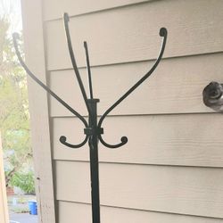 Cast Iron Freestanding Coat Rack Umbrella And Hats Hanger In Black Color, 72-3/4" Tall.