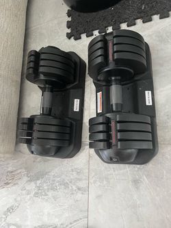 Cash only no Zelle pair of new 52lb adjustable dumbbells total 104lb has weight setting 3lb 16lb 28lb 40lb and 52lb