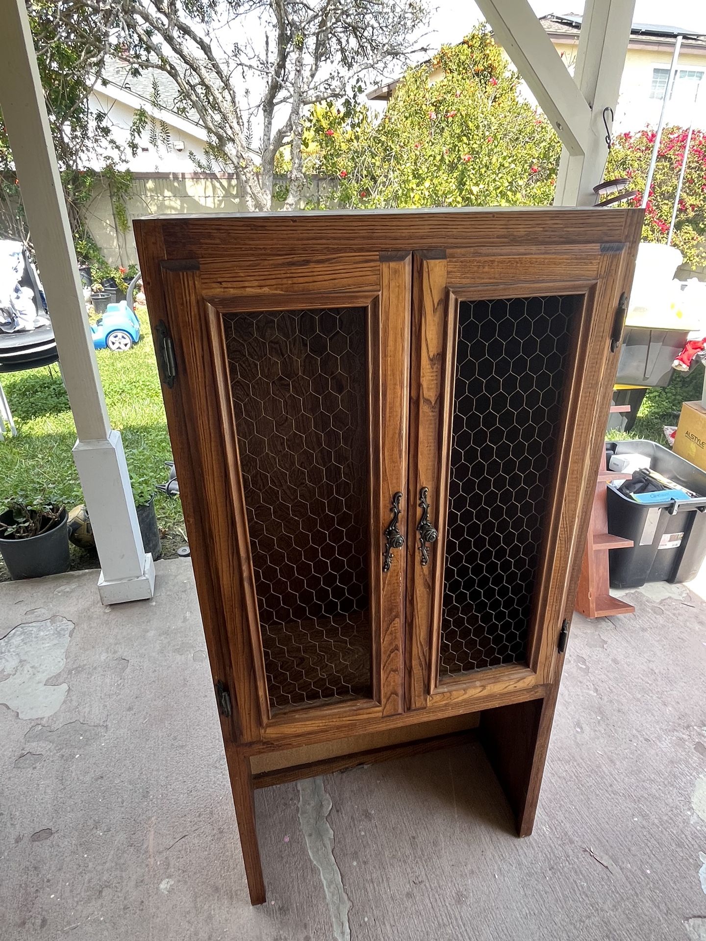 Wooden Antique Med Century Pantry Cabinet In Great Condition