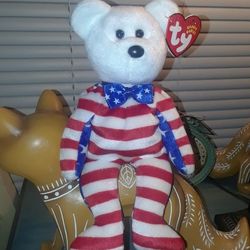 TY Beanie Babies Liberty Beanbag plush toy stuffed animal bear vintage 2001 Patriotic NWT $5 Firm