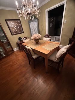Wood Dining Table with 4 Chairs
