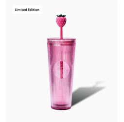 Starbucks PINK DRINK COLLECTION 2026 LIMITED Strawberry Topper 24oz Cup NWT