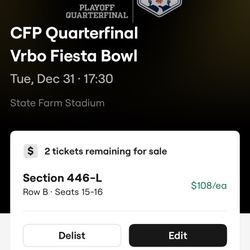2- Fiesta Bowl Tickets Section 446L