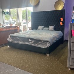 Black King Bed Available In Blue! $399