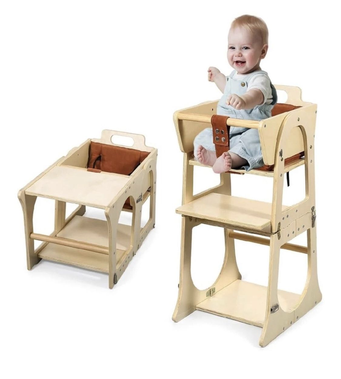 NEW 2 in 1 Baby High Chair Wooden Convertible New, Open Box 19" x 15" x 31"