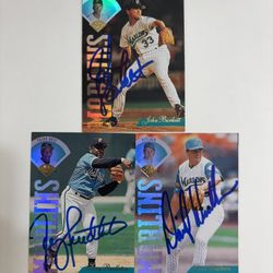 Marlins Autograph Baseball Cards, John Burkett, Dave Weathers, Terry Pendleton