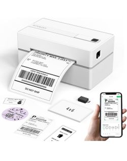 Bluetooth Thermal Shipping Label Printer, 4x6 Portable Design for Small Business