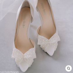 DOROTHY D'Orsay Wedding Heels with Bow from Bella Belle