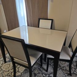 Glass/wood dining table