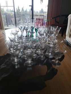 Fostoria Rose Etched Crystal Stem Ware  38  Etched Rose Stemware,15 Add Different Wine Glasses. That's Less Than $2 A Glass.