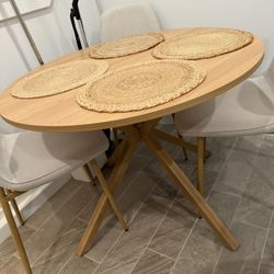5 Piece Round Wooden Dining Table Set 