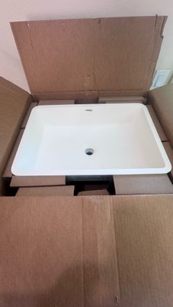 Corian Design 7722 White Frost Solid Surface Bathroom Basin Sink New in Box