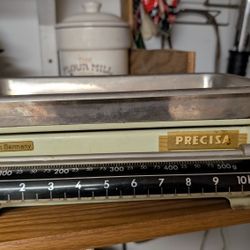 Vintage PRECISA 10.5 Kg Balance Scale Art Deco German Home White Patina Metal