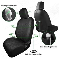 Jeep Wrangler JL Luxury Seat Covers 4 Door. Full Set, Waterproof Leather Seat Protectors, Black