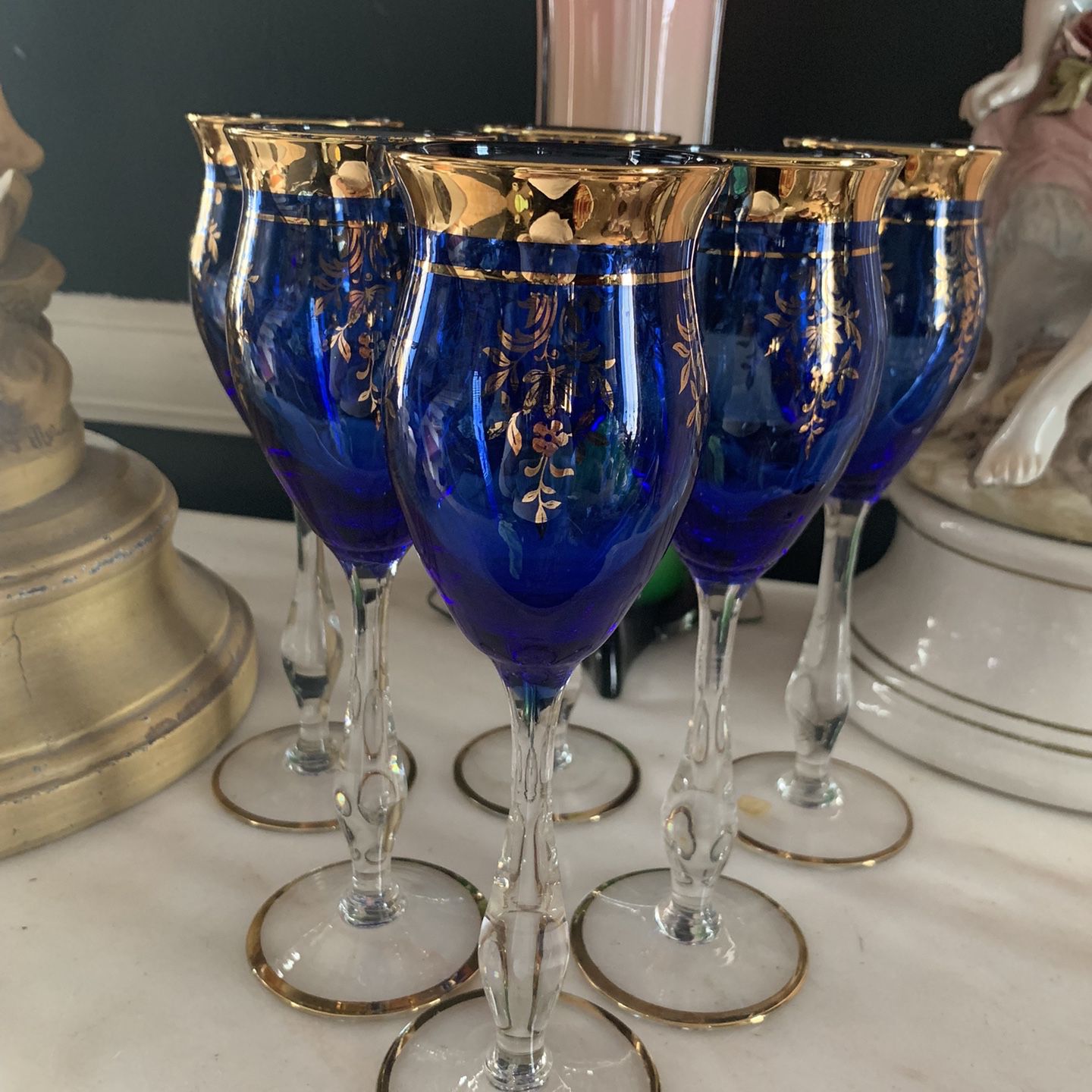 Vintage Cobalt Blue Crystal Wine Glasses - Set of 4 – The New York Cottage  Industry
