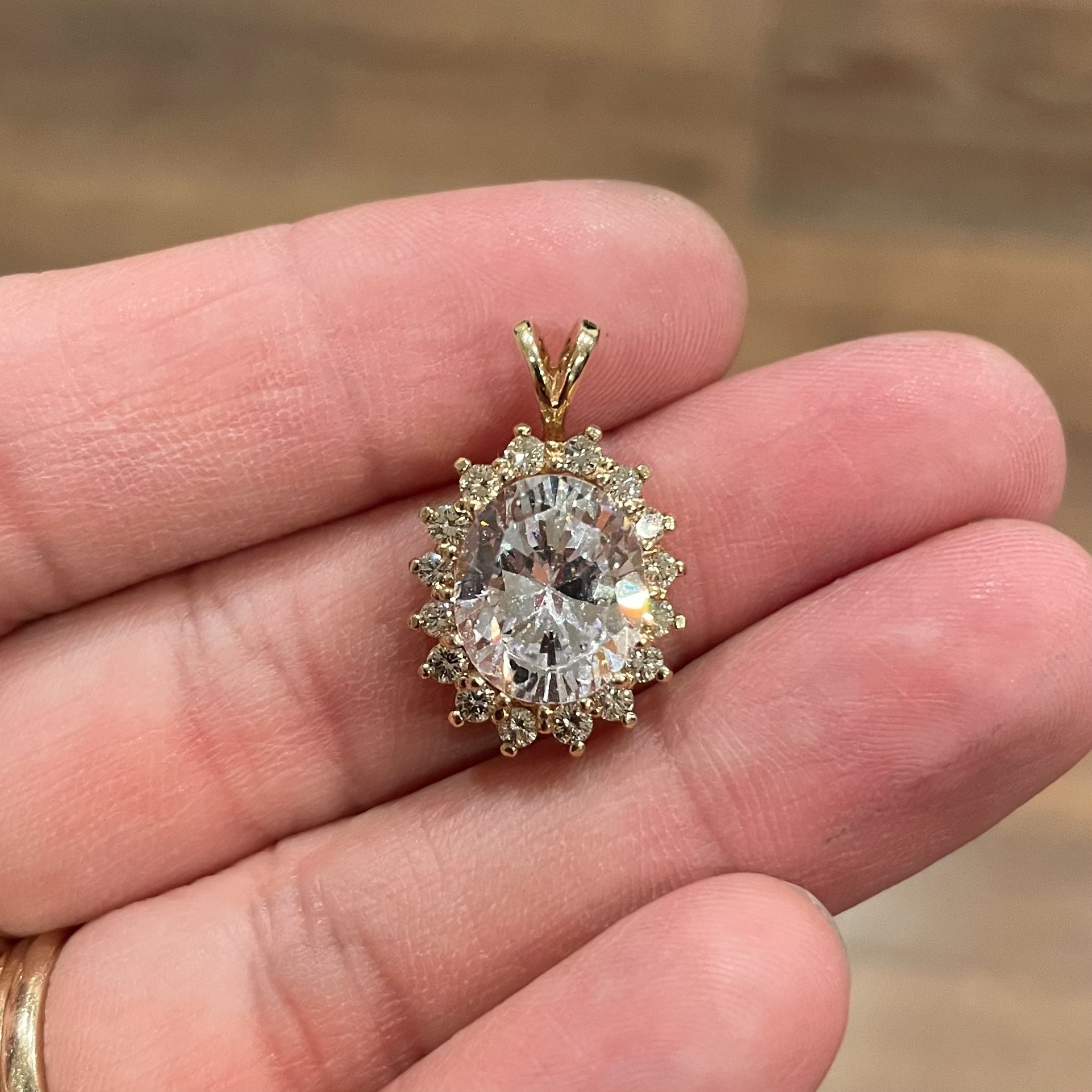 14K Yellow Gold Diamond Semi Mount Pendant Only