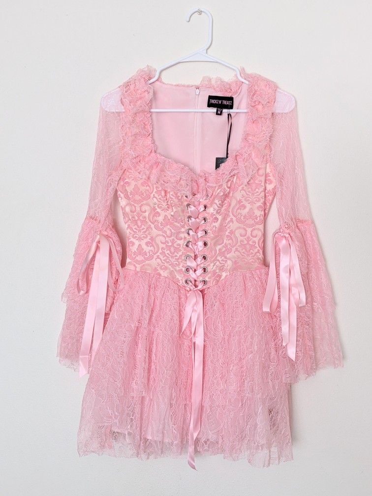 Cottage Core Pink Mini Dress