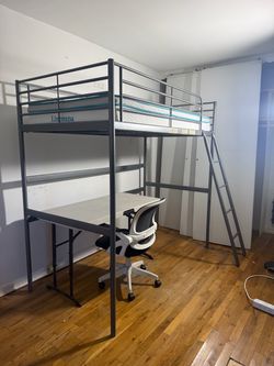 IKEA Twin Loft Bed + Desk + Chair – Space-Saving Setup
