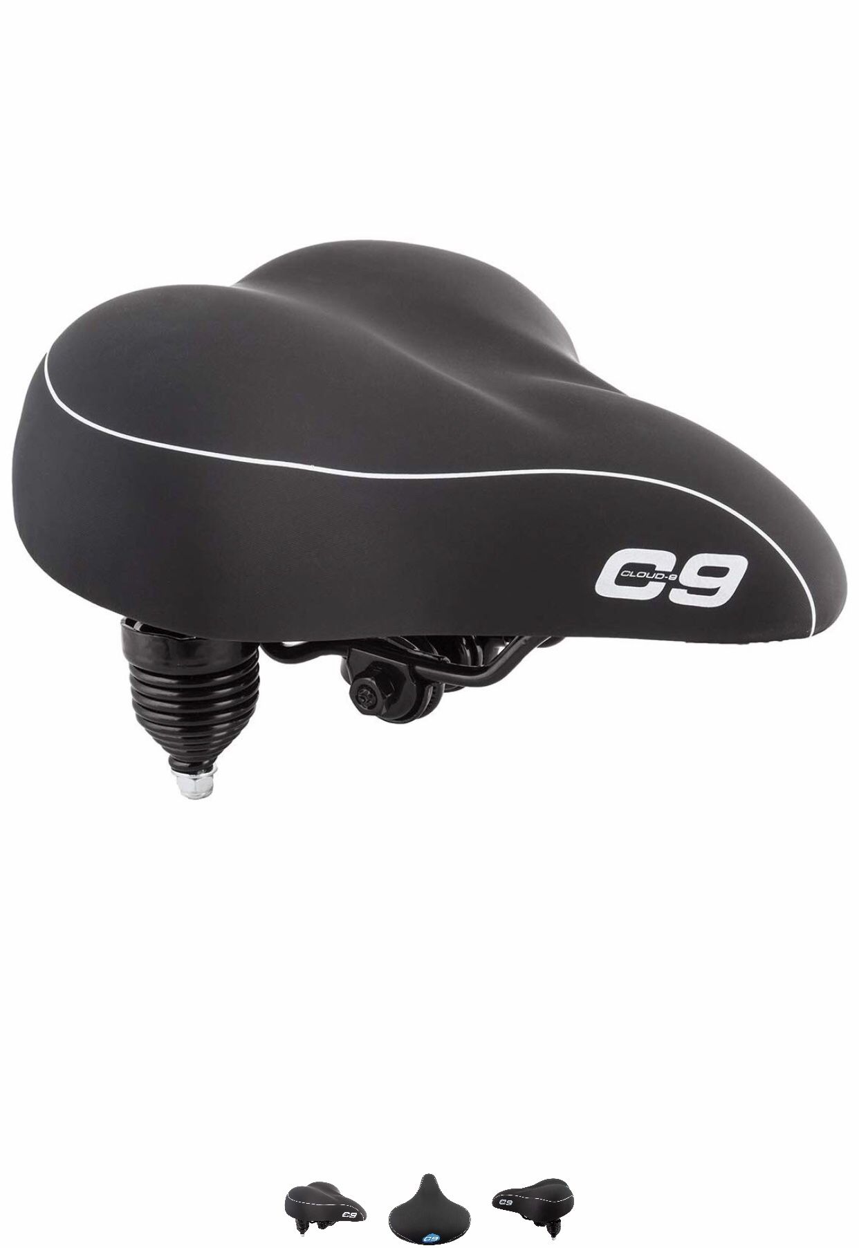 Sunlite Cloud-9 Bicycle Suspension Cruiser Saddle, Cruiser Gel, Tri-color Black