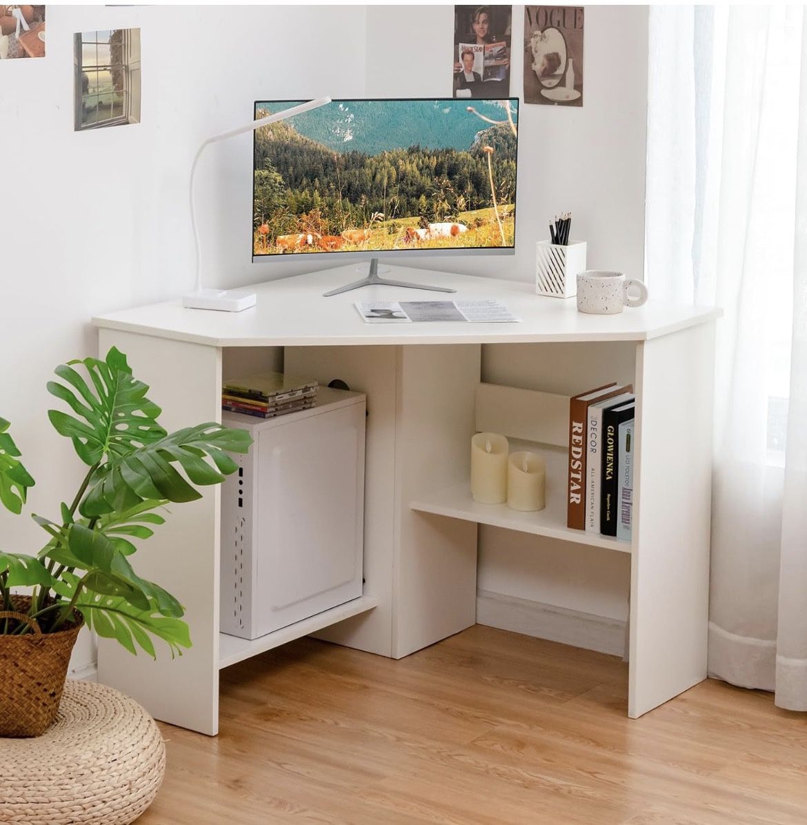 White Corner Computer Desk