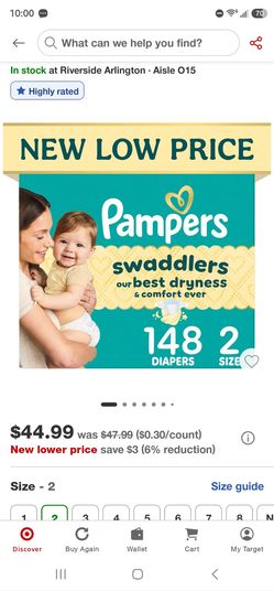 Size 2 Swaddlers 148 Count