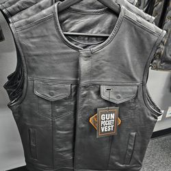 Black Leather Motorcycle Club Vest $175 FIRM