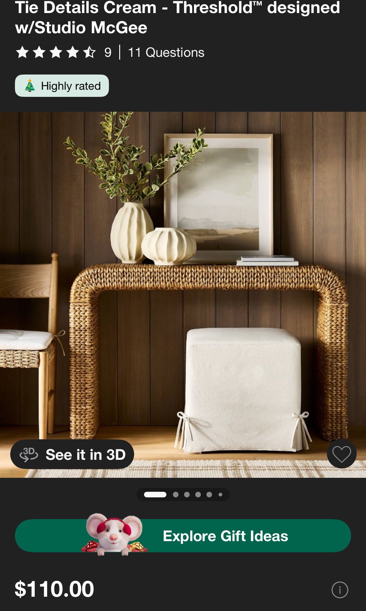 Lynwood Slew Cover Cube Ottoman With Tie Details Cream