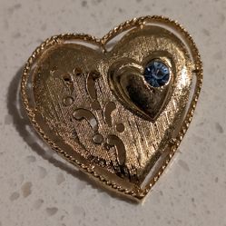 Vintage Gerry's Heart Pin Textured Gold Plate Brooch