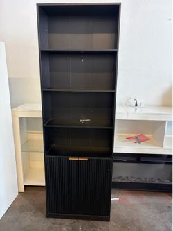 69" Tall Book Shelve Bookcases with Doors, Floor Standing 6 Shelf Display Shelves, Freestanding Shelving Unit with Closed Doors for Storage,Black