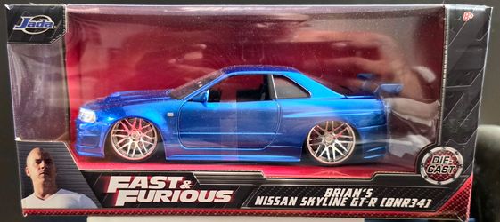 Fast & Furious Brian's Nissan Skyline GT-R (BNR34) Blue Diecast