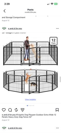 Kfvigoho Dog Playpen Outdoor Extra Wide 12 Panels Heavy Duty Dog Fence 32”