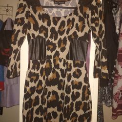 Juniors Leopard Sweater Dress