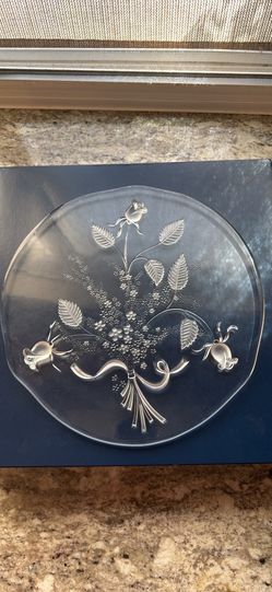 Mikasa English Rose Frosted Crystal Platter