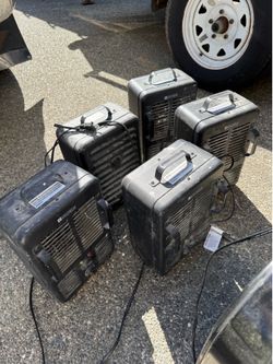 5 heaters and 5 box fans