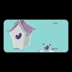 License Plate Novelty Car Front Greeting Card Birds Heart Love