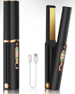 Portable Titanium Cordless Hair Straightener for Edges Bangs, Heat Up in Seconds & Lasts Up to 50 Minutes & USB C Rechargeable