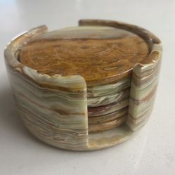 Handcrafted Set Of Onyx Stone Coasters 