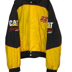 Vintage Ward Burton CAT NASCAR Racing Jacket Mens Size XXL 2XL Embroidered #22