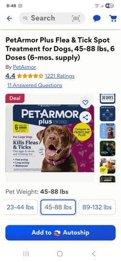 Pet Armor Plus 45-88 lbs